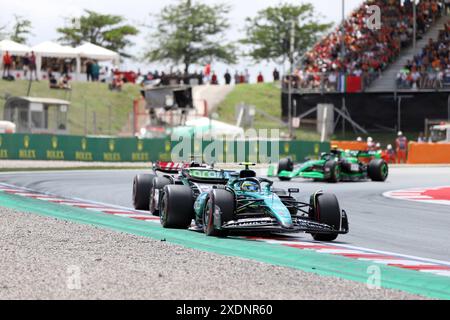 Sabadell, Barcellona, Spagna. 23 giugno 2024. Montmelo Spagna 23 giugno 2024 Fernando Alonso (14 ESP Aston Martin) durante la gara del Gran Premio di Spagna di Formula 1 Aramaco 2024 a Montmelo in Spagna il 23 giugno 2024 (Credit Image: © Xavi Urgeles/ZUMA Press Wire) SOLO PER USO EDITORIALE! Non per USO commerciale! Foto Stock