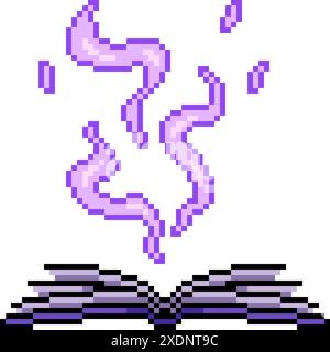 pixel art of magic book open isolated background Illustrazione Vettoriale