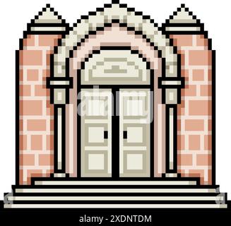 pixel art di elegante sfondo isolato nell'arco della porta Illustrazione Vettoriale