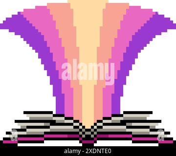 pixel art of magic book open isolated background Illustrazione Vettoriale