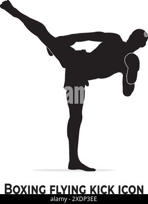 Silhouette vettoriale di posa della posizione di boxe Illustrazione Vettoriale