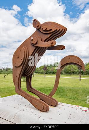 Desert Rats Memorial al National Memorial Arboretum, Alrewas, Burton-on-Trent, vicino a Lichfield, Staffordshire Foto Stock