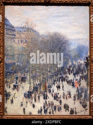 Claude Monet (1840-1926), Boulevard des Capucines, 1873-1874, Mostra al museo, Parigi 1874 inventare l'impressionismo, Musée d'Orsay, Parigi, Fran Foto Stock