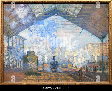 Claude Monet (1840-1926), la Gare Saint-Lazare, 1877, Mostra al museo, Parigi 1874 inventare l'impressionismo, Musée d'Orsay, Parigi, Francia Foto Stock