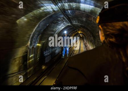 Salzwelten Mining. Estrazione sotterranea di sale. Gratzer, Hallein, Salisburgo, Austria Foto Stock