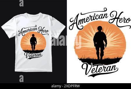 Vettore di design della t shirt American Hero Veteran. Illustrazione Vettoriale