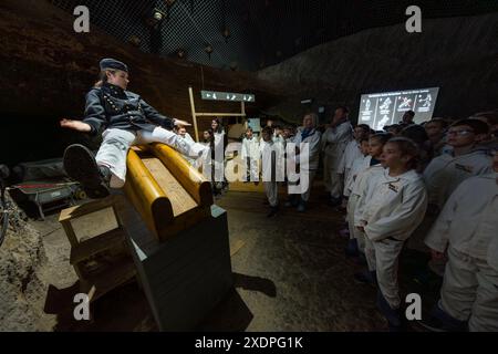 Salzwelten Mining. Estrazione sotterranea di sale. Gratzer, Hallein, Salisburgo, Austria Foto Stock