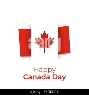 Biglietto di auguri per il buon canada Day, modello. Giornata nazionale. Bandiera del Canada in stile creativo tagliato in carta per il design delle festività natalizie. Illustrazione vettoriale, originale Illustrazione Vettoriale