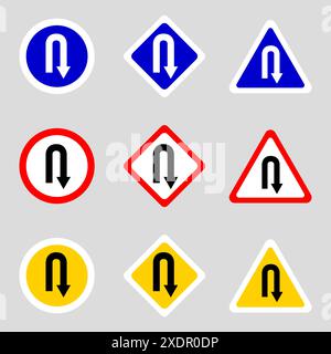 Segnale di inversione a U. Illustrazione vettoriale. Illustrazione Vettoriale