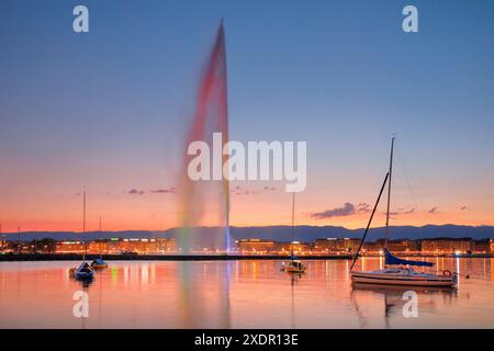 Geografia / viaggi, Svizzera, il Jet d'eau, NON-USO ESCLUSIVO PER-BIGLIETTI-AUGURI-BIGLIETTI-CARTOLINE-BIGLIETTI-CARTOLINE Foto Stock