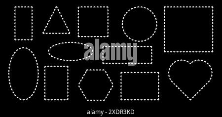 Set di forme con bordi mossi. Caselle di testo vuote, modelli di banner, cornici fotografiche. Moduli con bordo ondulato. Illustrazione vettoriale Illustrazione Vettoriale