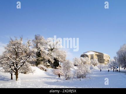 Svizzera, Soletta, Dornach, Oberdornach, Goetheanum, Schwarzbubenland, foto invernale, neve Foto Stock