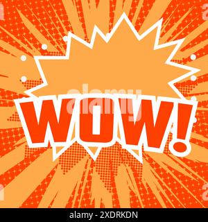 Frase "WOW" in stile comico su sfondo astratto Illustrazione Vettoriale