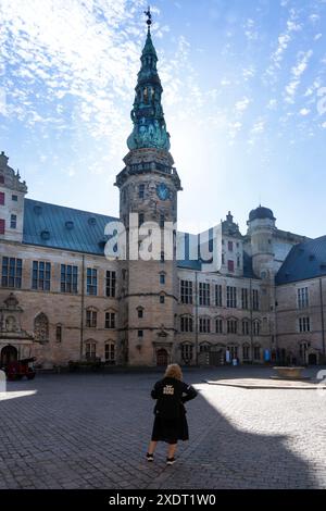 Cortile del castello di Kronborg, Helsingör, Danimarca Foto Stock