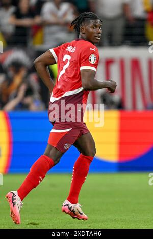 Breel Embolo (7) della Svizzera nella foto di domenica 23 giugno 2024 a Francoforte , Germania durante una partita di calcio tra le squadre nazionali di Svizzera e Germania nella terza giornata del gruppo A nella fase a gironi del torneo UEFA Euro 2024 . FOTO SPORTPIX | David Catry Foto Stock