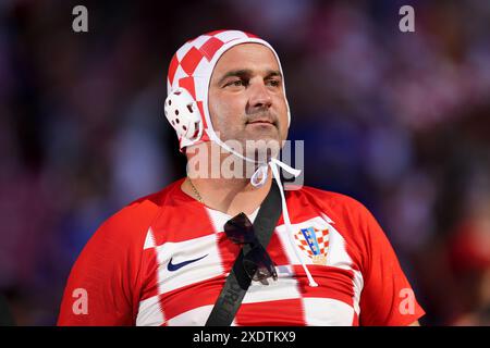 Lipsia, Germania. 24 giugno 2024. Tifoso croato durante la partita di calcio Euro 2024 tra Croazia e Italia allo stadio di Lipsia, Lipsia, Germania - lunedì 24 giugno 2024. Sport - calcio. (Foto di Fabio Ferrari/LaPresse) credito: LaPresse/Alamy Live News Foto Stock