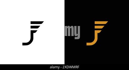 Design esclusivo e moderno con logo J Wing Illustrazione Vettoriale