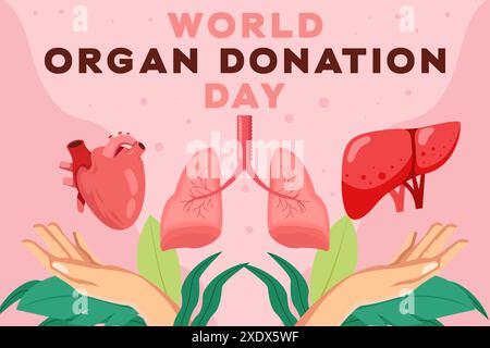 disegno illustrativo di sfondo del giorno mondiale della donazione di organi Illustrazione Vettoriale