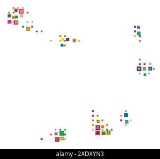 Mappa astratta di Capo Verde mappa astratta che mostra il paese con un modello di quadrati colorati sovrapposti come caramelle Illustrazione Vettoriale