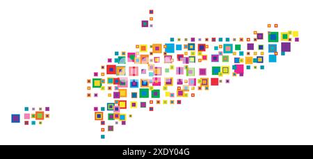 Mappa astratta di Timor Est mappa astratta che mostra il paese con un modello di quadrati colorati sovrapposti come caramelle Illustrazione Vettoriale