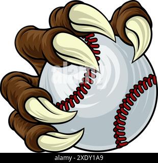 Scarpa da baseball con artiglio da baseball, Monster Animal Hand Illustrazione Vettoriale