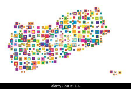 Mappa astratta dello Yemen mappa astratta che mostra il paese con un modello di quadrati colorati sovrapposti come caramelle Illustrazione Vettoriale