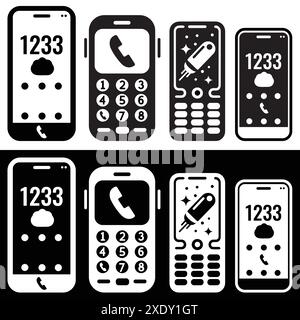 Set icone telefono. Icona a forma di bolla della chat. Segnale di chiamata telefonico. Icona contatto chiamata telefono cellulare. Contattateci. Simbolo Contattaci. Pittogramma del telefono cellulare. Vettore Illustrazione Vettoriale