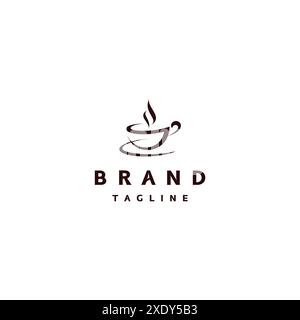 Design minimalista astratto con logo della linea di tazze da caffè. Tazza da caffè astratta Design elegante con logo. Illustrazione Vettoriale