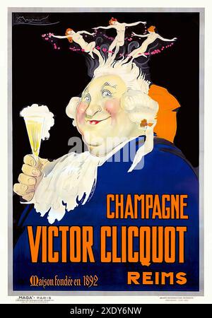 MAUZAN Achille Lucien (1883-1952) - Champagne Victor Clicquot Reims 1921 - poster pubblicitario francese d'epoca Foto Stock