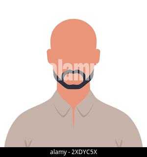 Uomo calvo astratto senza volto con barba. Avatar maschile dalla barba calva. Illustrazione vettoriale Illustrazione Vettoriale