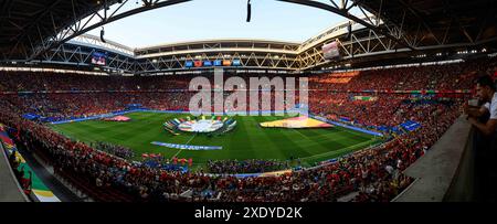 DUESSELDORF, GERMANIA - 25 GIUGNO 2024: Partita di calcio di EURO 2024 Albania contro Spagna alla Duesseldorf Arena Foto Stock