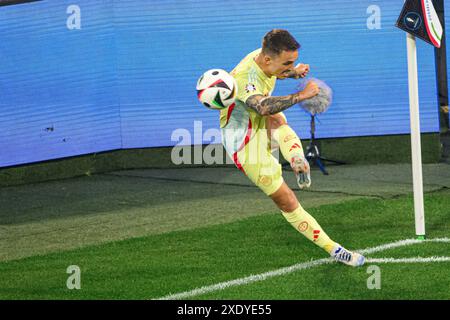 DUESSELDORF, GERMANIA - 25 GIUGNO 2024: Partita di calcio di EURO 2024 Albania contro Spagna alla Duesseldorf Arena Foto Stock