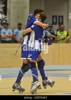 Porto, Portogallo. 23 giugno 2024. Porto, 23/06/2024 - il Futebol Clube do Porto ha ospitato lo Sport Lisboa e Benfica questo pomeriggio al Padiglione Dragão Arena, in una partita contando per partita 03 - Campionato Nazionale di hockey a rulli - finale - 2023/2024 credito: Atlantico Press/Alamy Live News Foto Stock