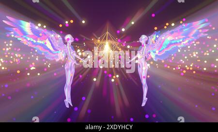 illustrazione 3d di un rituale angelico astrale meditativo Foto Stock