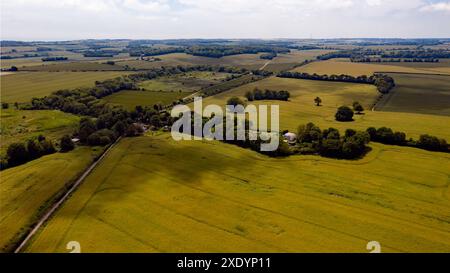 Veduta aerea che guarda da Coldblow, verso Coldblow Farm e Ripple Mill, Walmer, Deal, Kent Foto Stock