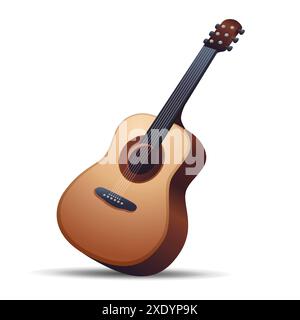 Chitarra acustica con realistica illustrazione vettoriale trasparente Illustrazione Vettoriale