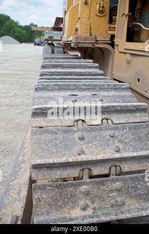 Primo piano su un cingolo Bulldozer Foto Stock