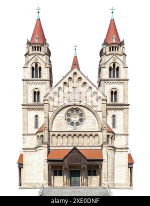 La facciata della chiesa di San Francesco d'Assisi a Vienna Foto Stock