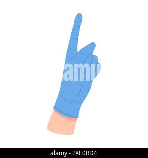 I medici mano in blu guanto medico che punta dito indice su illustrazione vettoriale Illustrazione Vettoriale