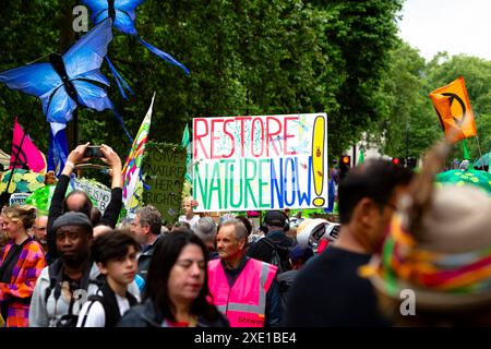 Restore Nature Now march, Londra, Regno Unito, 22 giugno 2024 Foto Stock