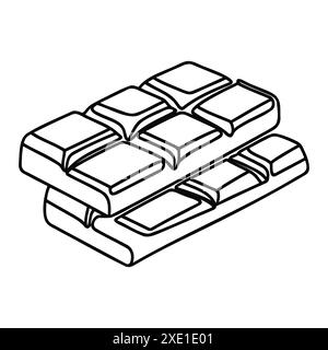 Disegno continuo di una linea di barretta di cioccolato, caramelle dolci disegnate a mano, illustrazione vettoriale. Illustrazione Vettoriale