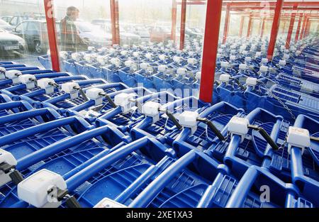 Ipermercato, carrelli di shopping Foto Stock