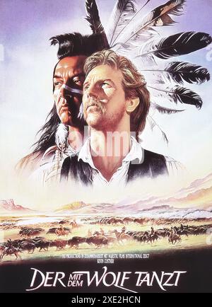 Viersen, Germania - 9 maggio. 2024: Originale ufficiale Dancing with Wolves (versione tedesca) dettaglio poster film con Kevin Costner del 1990 Foto Stock