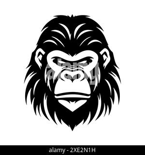 Icona Gorilla o simbolo di linea moderna. Grafica a linee vettoriali e design a icone con un contorno audace. Simbolo minimalista Pixel Perfect in bianco e nero isolato Illustrazione Vettoriale