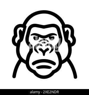 Icona Gorilla o simbolo di linea moderna. Grafica a linee vettoriali e design a icone con un contorno audace. Simbolo minimalista Pixel Perfect in bianco e nero isolato Illustrazione Vettoriale