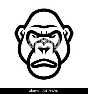 Icona Gorilla o simbolo di linea moderna. Grafica a linee vettoriali e design a icone con un contorno audace. Simbolo minimalista Pixel Perfect in bianco e nero isolato Illustrazione Vettoriale
