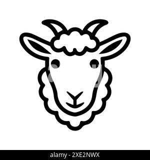 Icona di pecora o simbolo di linea moderna. Grafica a linee vettoriali e design a icone con un contorno audace. Bianco e nero simbolo minimalista Pixel Perfect bianco isolato Illustrazione Vettoriale