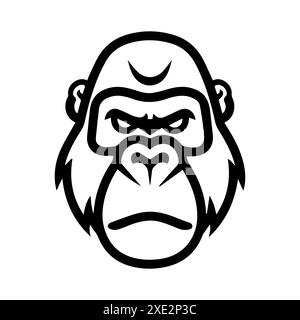 Icona Gorilla o simbolo di linea moderna. Grafica a linee vettoriali e design a icone con un contorno audace. Simbolo minimalista Pixel Perfect in bianco e nero isolato Illustrazione Vettoriale