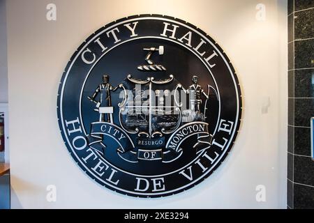 Cartello Moncton all'interno del municipio di New Brunswick, Canada Foto Stock