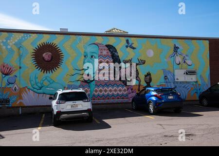 Murale Apple of My Eye in Westmorland Street nel centro di Moncton, New Brunswick, Canada Foto Stock